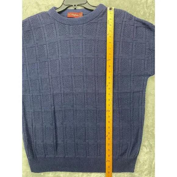 VTG CC Hughes Men's Pullover Sweater Windowpane XL Long‎ Sleeve Navy Blue - Picture 3 of 7